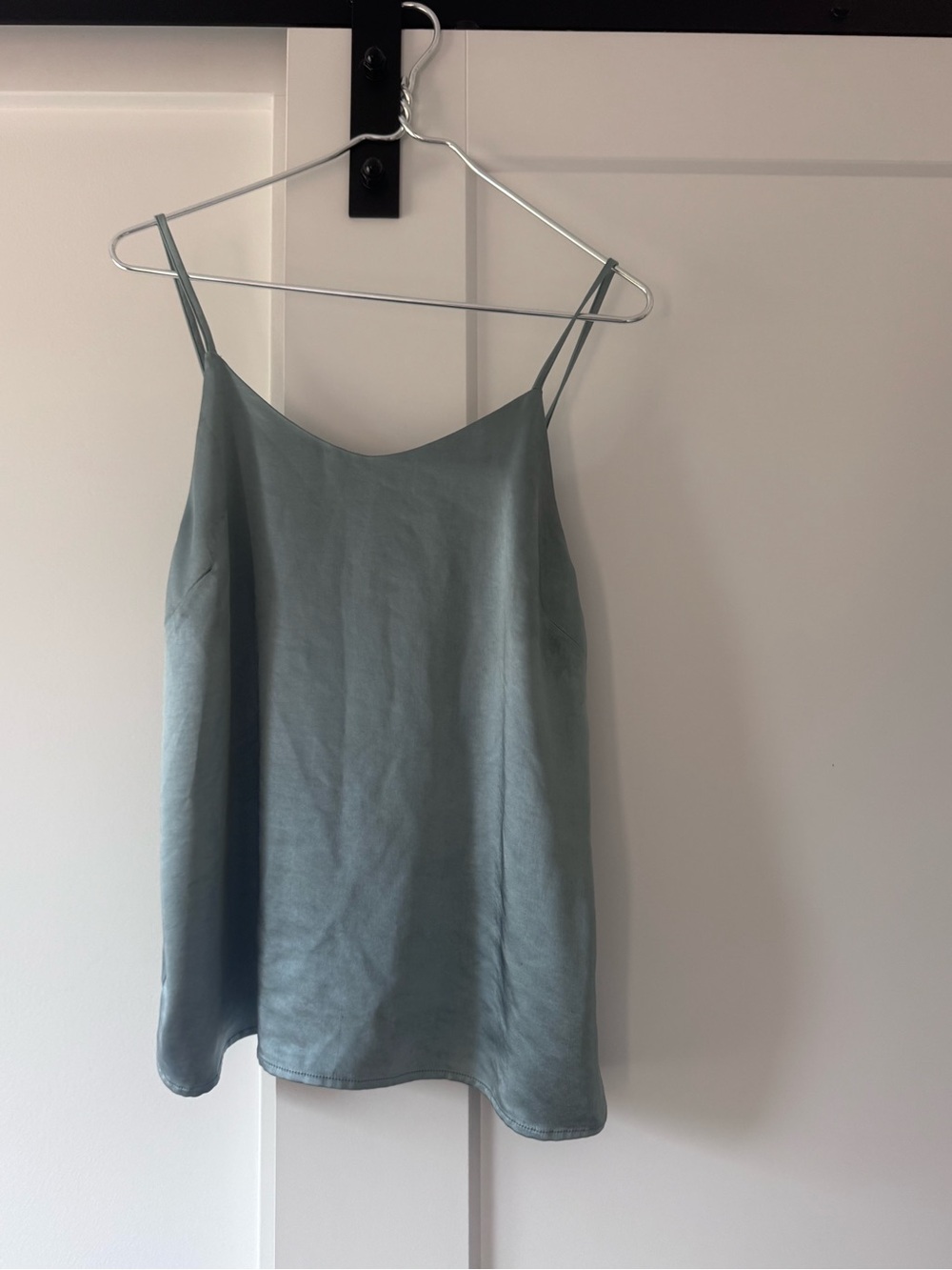 Mellisa Nepton Satin Slip Cami Tank Top in Sage Green
